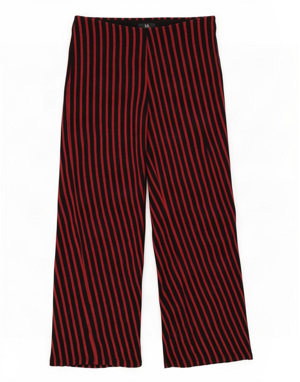 Zara Pantalones Casuales Capri De Pierna Ancha para Mujer Grande W30 L24 Algodón A Rayas Rojas