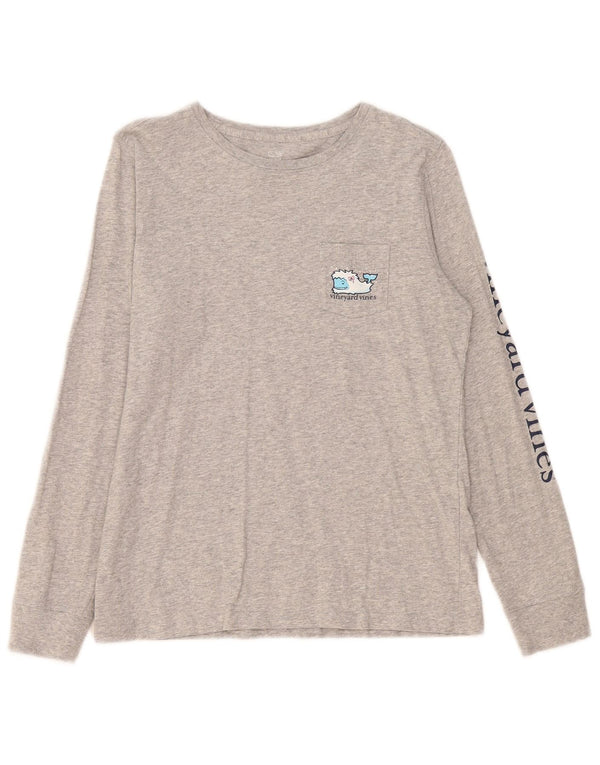 Vineyard Vines Top gráfico para mujer de manga larga UK 10 Small Grey Moteado