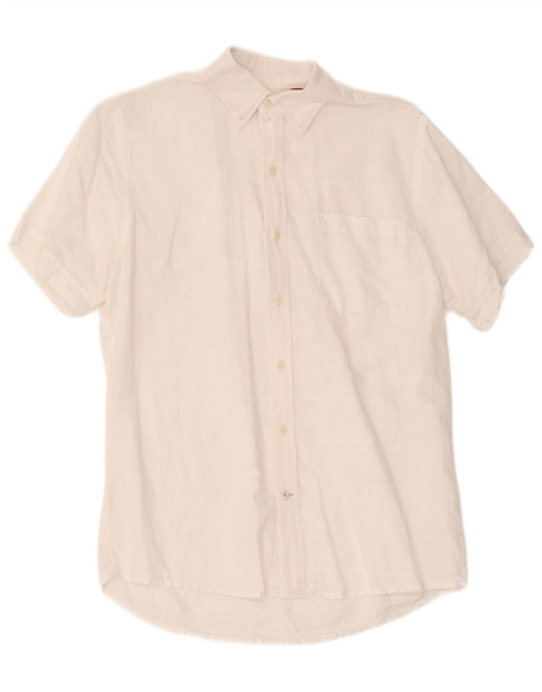 Camisa Izod Hombre Manga Corta Lino Rayas Blanca Mediana