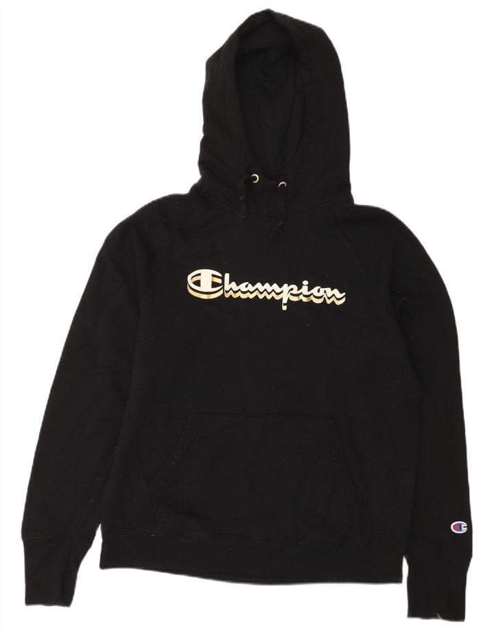 Champion Sudadera con capucha gráfica para mujer UK 40 Mediano Poliéster negro