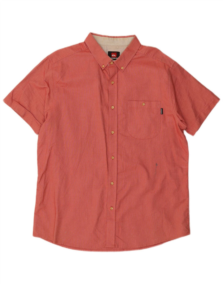 Quiksilver - Camisa de manga corta para hombre, talla grande, algodón rojo