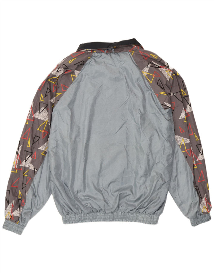 Vintage Hombre Chándal Top Chaqueta XL Gris Poliamida Geométrica