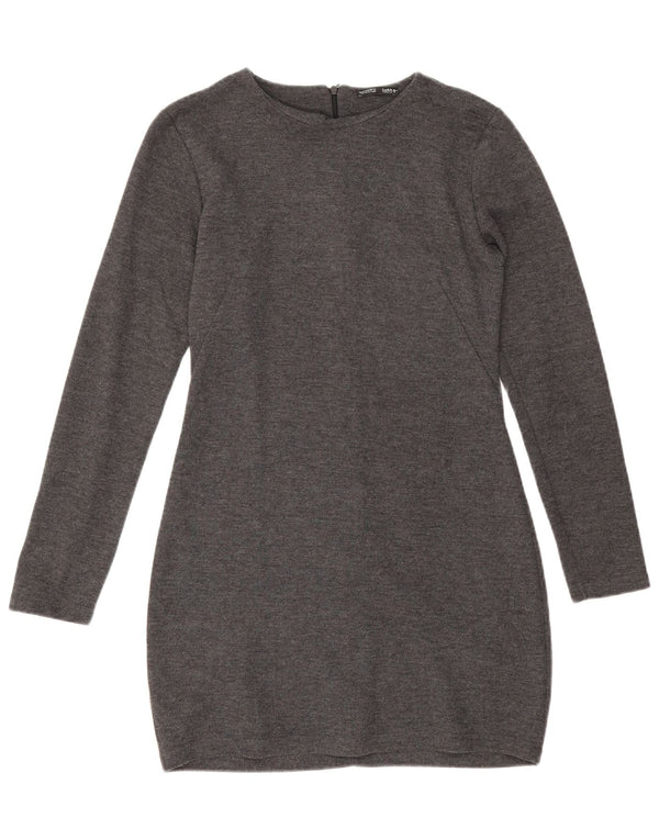 Zara Mujer Vestido Jersey De Manga Larga UK 42 Gris Medio