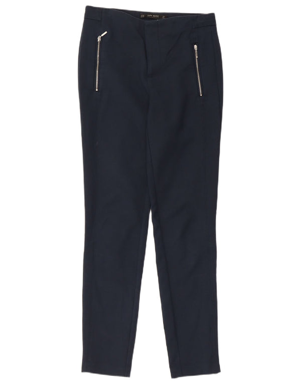 Zara Mujer Pantalón Pitillo XS Azul Marino Algodón