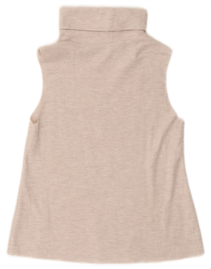 Zara Blusa sin mangas con cuello vuelto para mujer UK 10 Small White