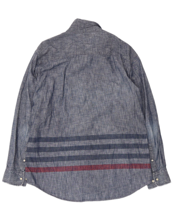 Tommy Hilfiger Camisa de ajuste personalizado para hombre talla 18 1/2 2XL azul marino a rayas
