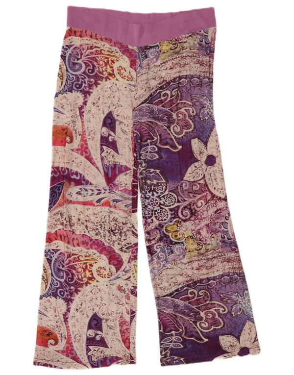 Vintage Womens Wide Leg Trousers UK 12 Medium W32 L30 Purple Paisley