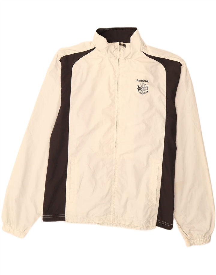 Reebok - Chaqueta de chándal para hombre, talla grande, color blanco roto, poliéster