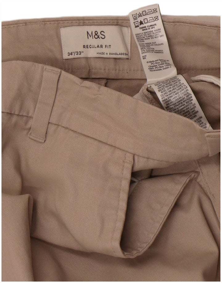 Marks & Spencer Corte regular recto para hombre W34 L33 Algodón gris