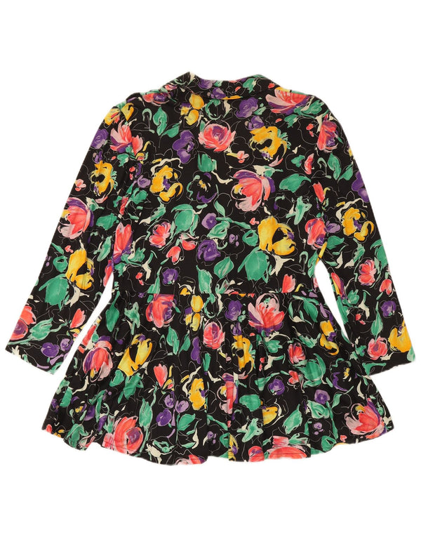VINTAGE Chaqueta Blazer Mujer Reino Unido 12 Mediana Multicolor Floral