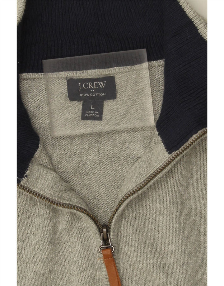 J. Crew Suéter tipo jersey con cuello y cremallera para hombre, algodón gris grande