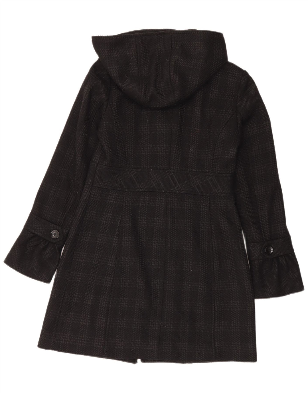 Esprit Abrigo con capucha para mujer UK 10 Small Poliéster de pata de gallo negro
