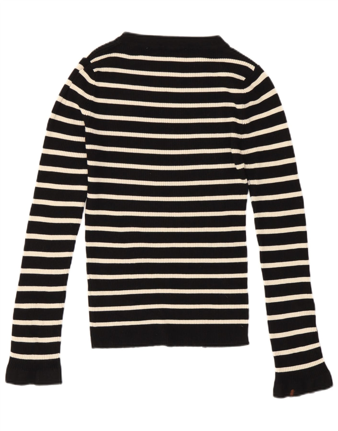 Zara Mujer Top Manga Larga UK 40 Small Viscosa Rayas Negras