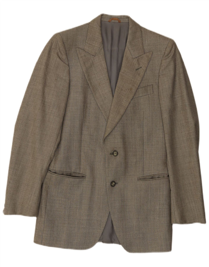 Vintage hombres 2 botones Blazer chaqueta IT 46 pequeño gris