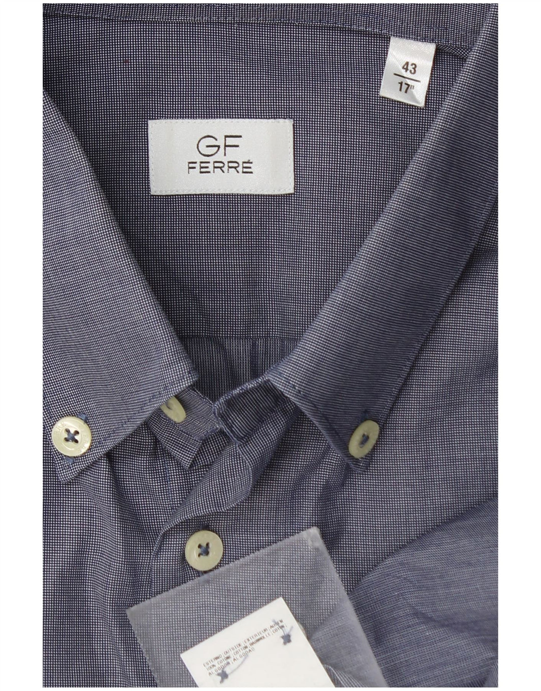 GIANFRANCO FERRE Camisa Hombre Talla 17 43 XL Algodón Azul