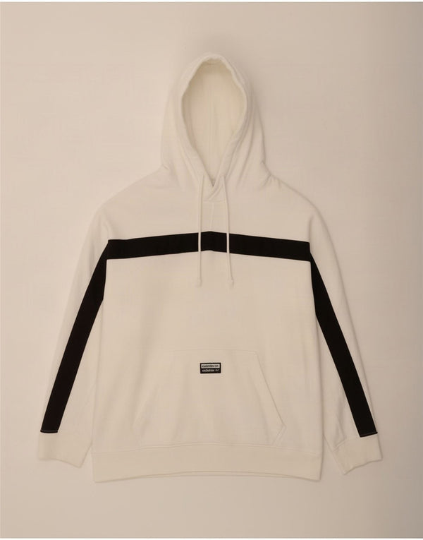 Adidas Hombre Sudadera Con Capucha Gráfica Jersey Grande Blanco Colorblock Algodón