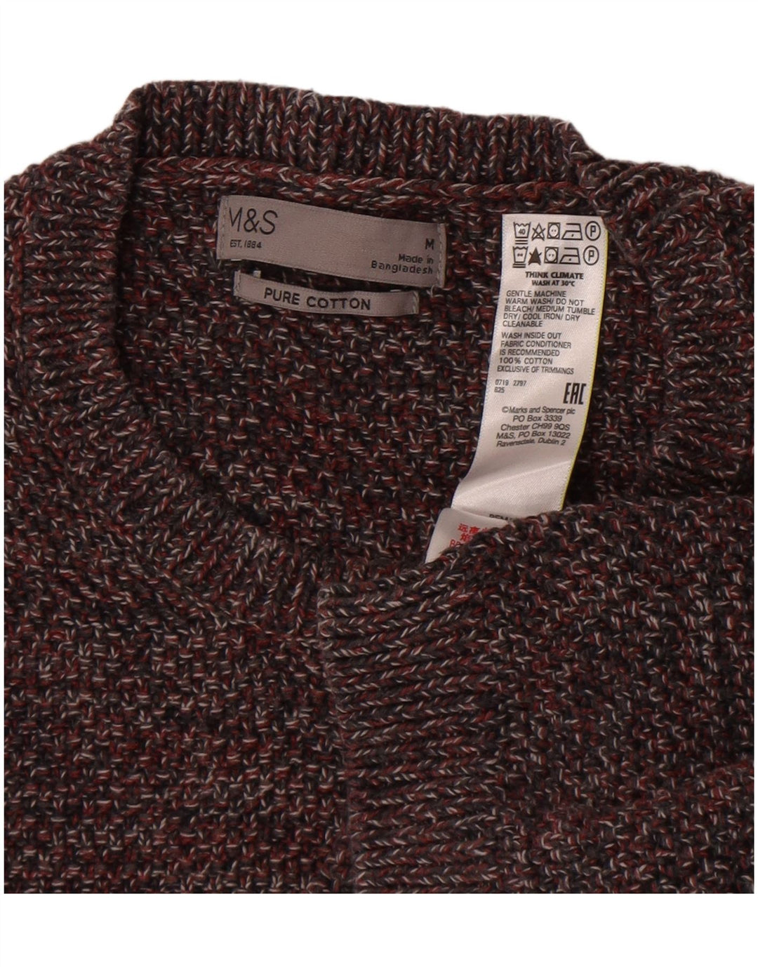 Marks & Spencer Jersey De Cuello Redondo Para Hombre Marrón Medio Moteado