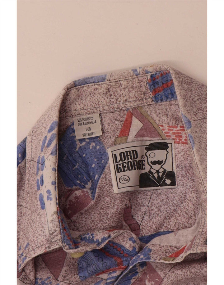Vintage hombres patrón abstracto camisa tamaño 39/40 medio multicolor