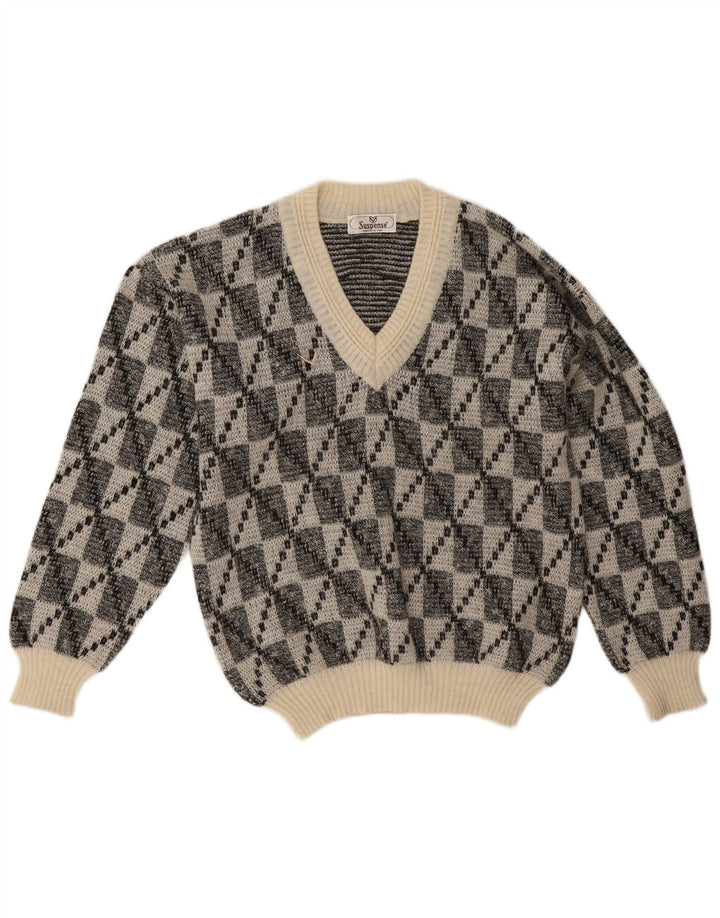 Suéter tipo jersey con cuello en V para hombre Suspense IT 50 Acrílico geométrico negro mediano
