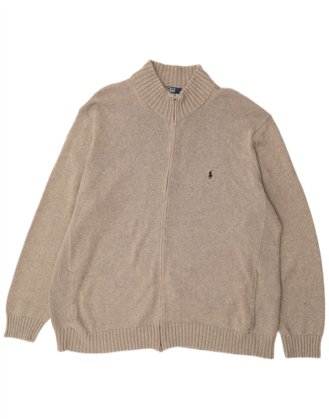 POLO RALPH LAUREN Suéter tipo cárdigan alto para hombre 3XL Algodón beige