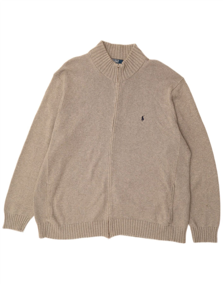 POLO RALPH LAUREN Suéter tipo cárdigan alto para hombre 3XL Algodón beige
