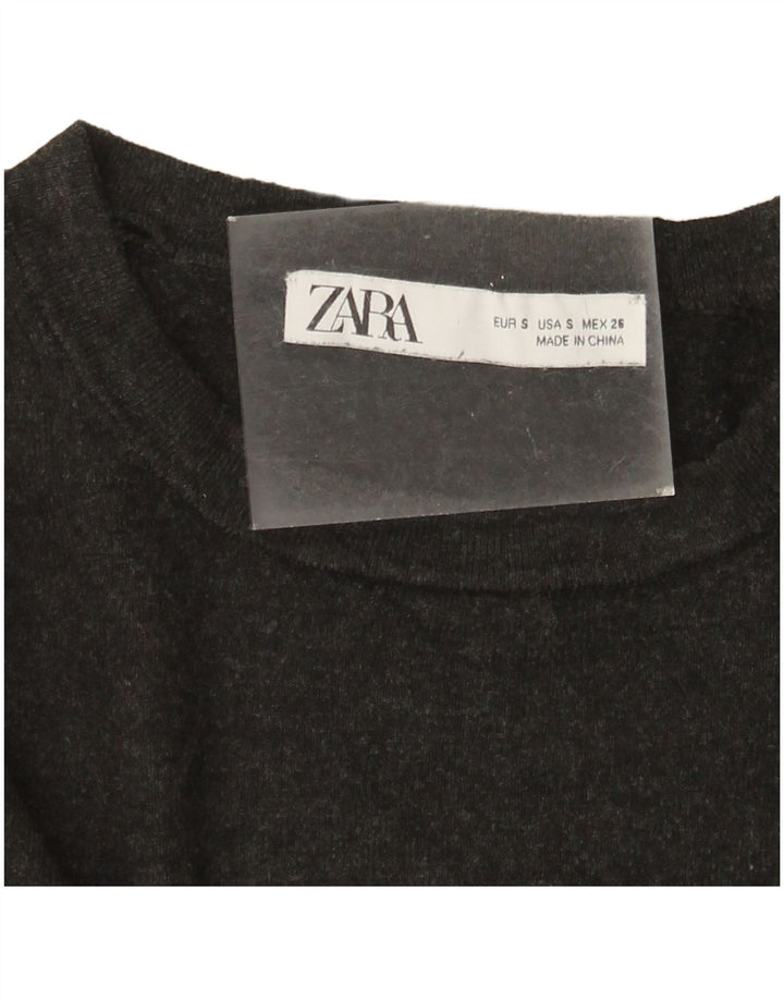 Zara Mujer Cuello Barco Jersey Jersey UK 10 Small Gris