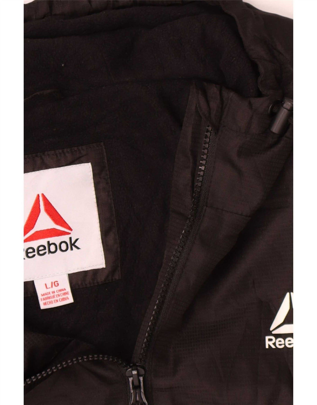 Reebok Chaqueta bomber con capucha para hombre UK 40 Large Poliéster negro