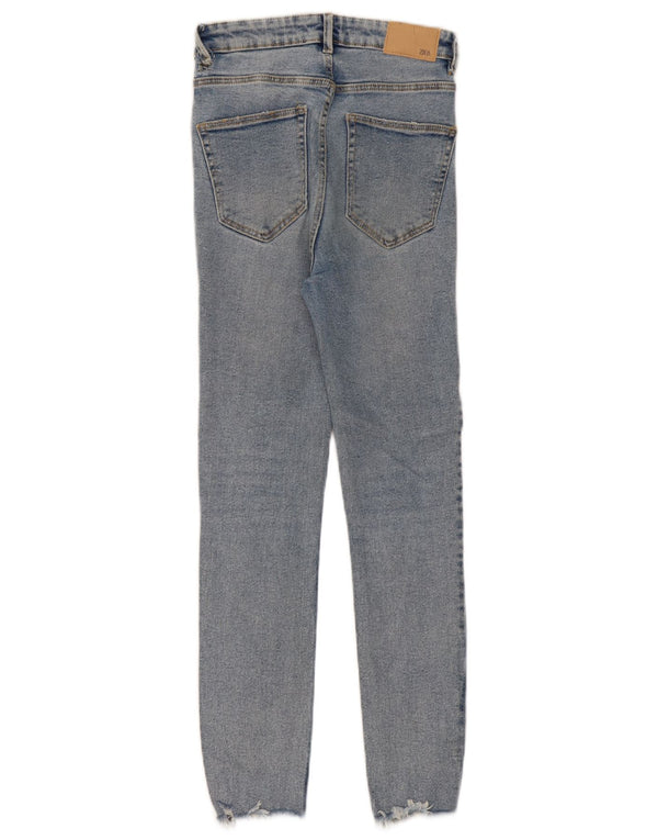 Zara Vaqueros pitillo desgastados de cintura alta para mujer EU 36 XS W26 L27 Azul