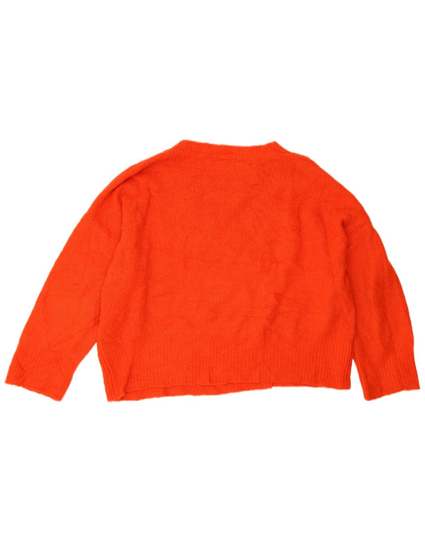 Zara Mujer Crop Jersey De Cuello Barco De Gran Tamaño UK 44 Medio Naranja