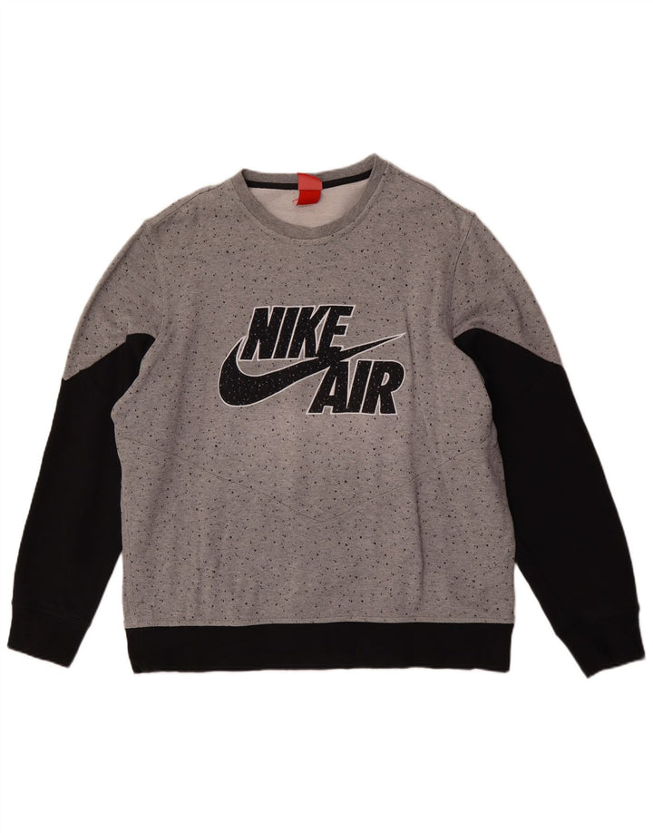 Nike Hombre Sudadera Gráfica Jersey XL Gris Colorblock Algodón