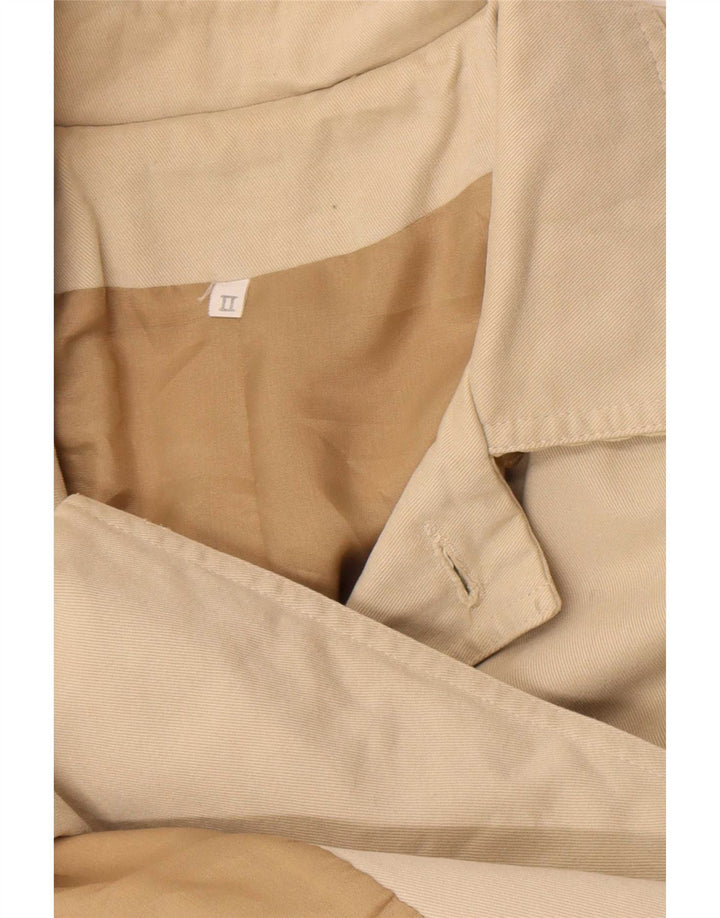 Vintage mujer doble pecho abrigo Reino Unido 14 grande beige