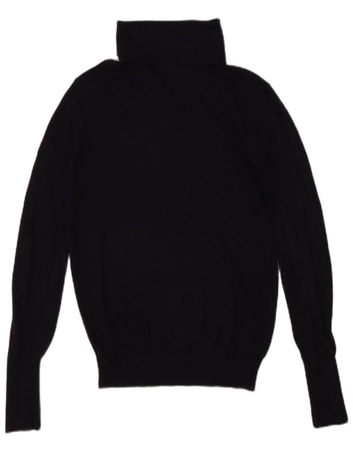 Zara Mujer Roll Neck Jumper Sweater UK 12 Medium Azul Marino Modal