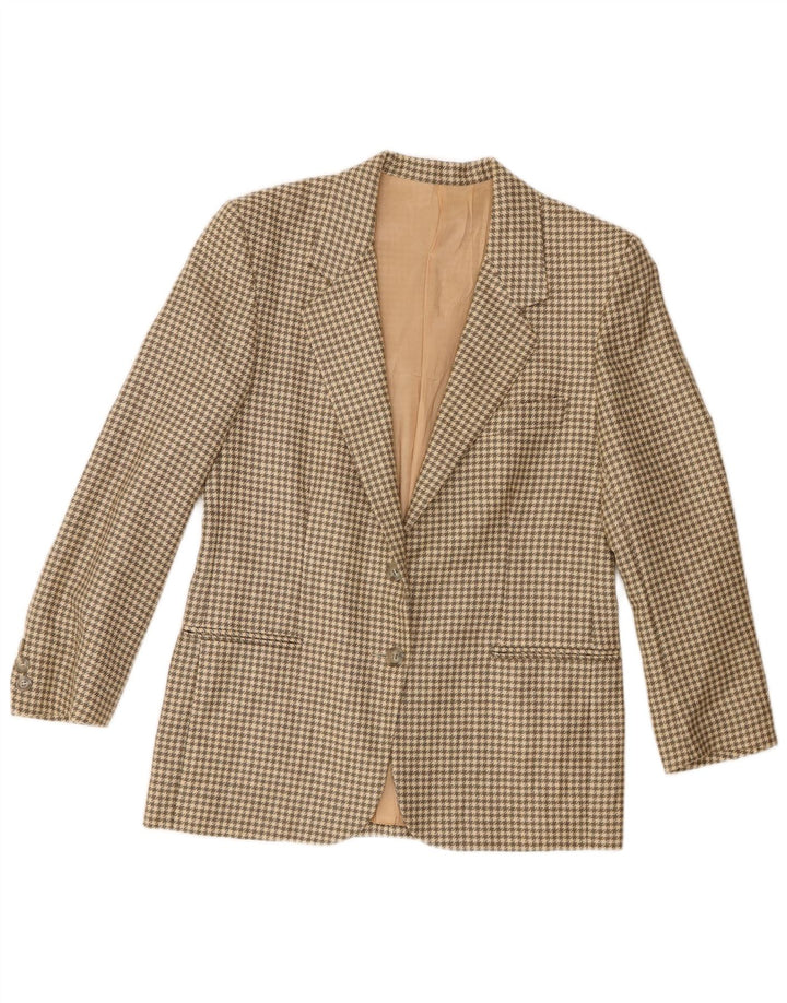 Chaqueta Americana Anna De 2 Botones IT 44 Lana De Pata De Gallo Beige Mediana