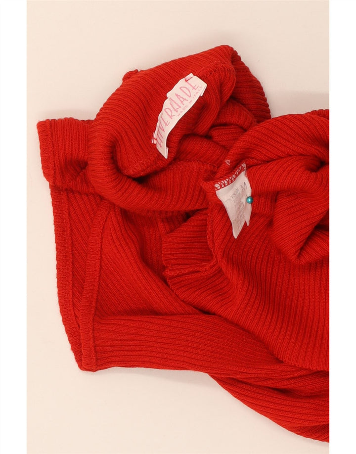 Vintage mujer chaleco camiseta sin mangas Reino Unido 12 viscosa roja mediana