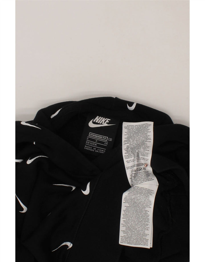 NIKE - Sudadera con capucha para niña, diseño gráfico, ajuste estándar, 8-9 años, talla pequeña, algodón negro