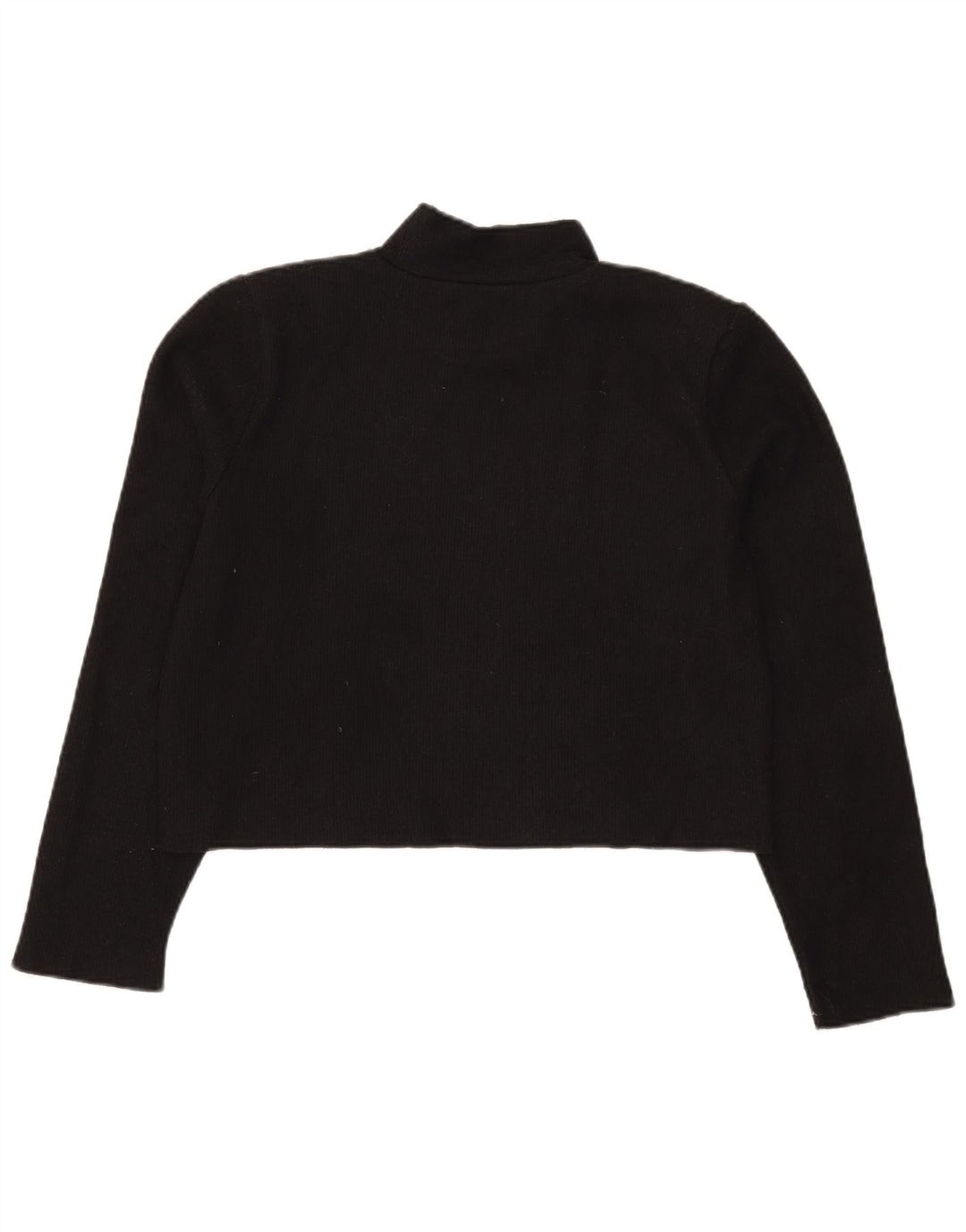 Zara Mujer Crop Top Manga Larga UK 44 Medio Negro Poliéster