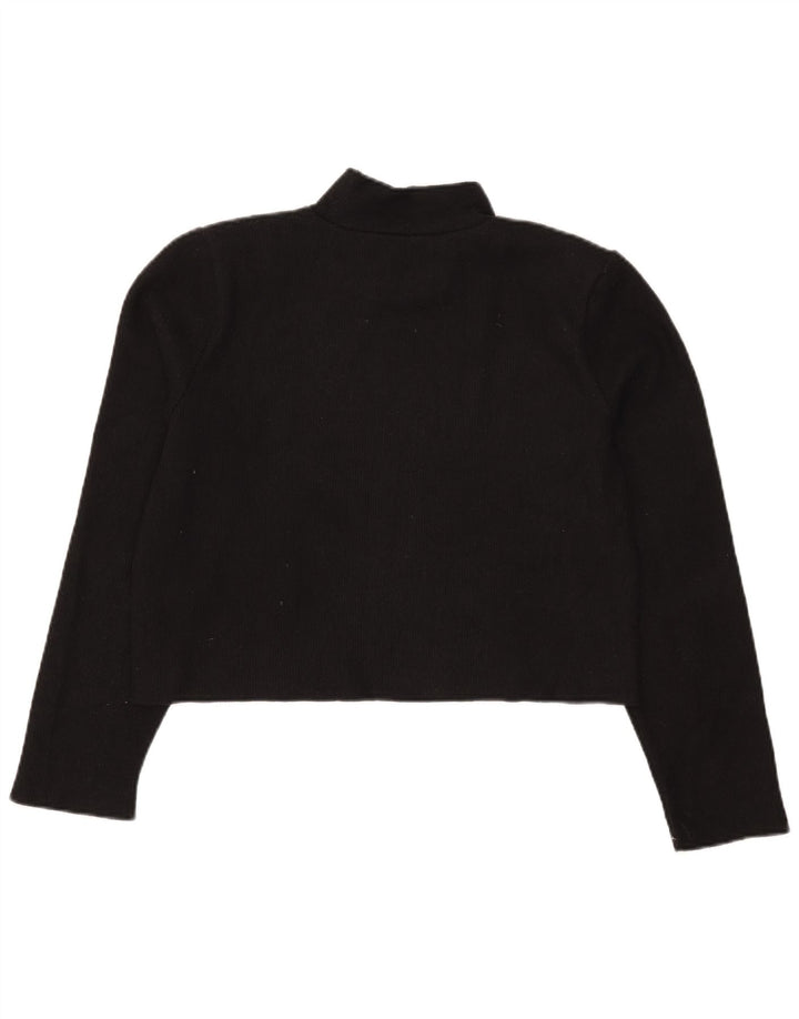 Zara Mujer Crop Top Manga Larga UK 44 Medio Negro Poliéster