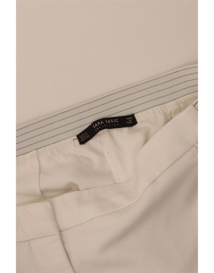 Zara Mujer Pantalones Casuales Rectos Medianos W28 L27 Blanco