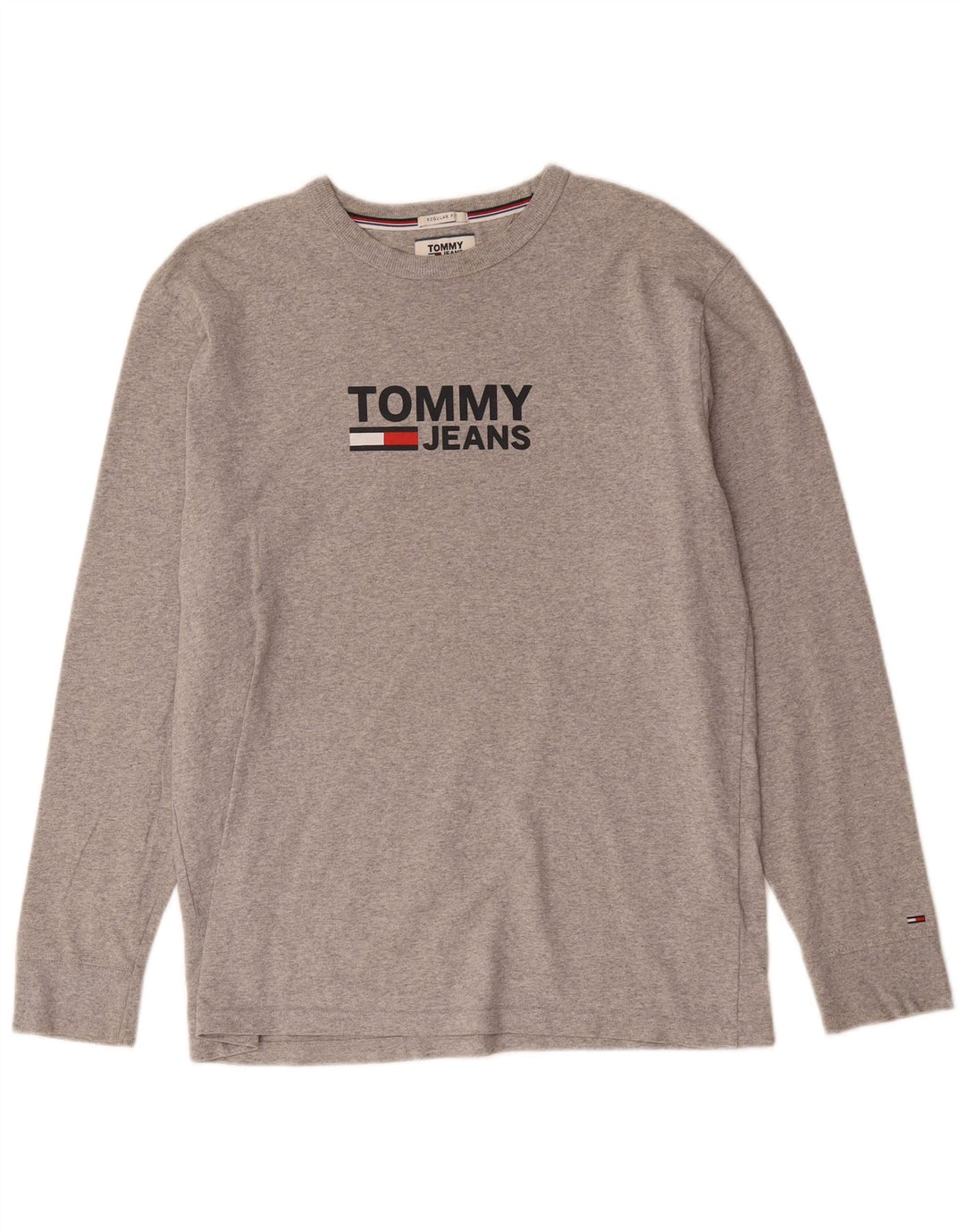 Tommy Hilfiger Top gráfico de corte regular para hombre, manga larga, moteado en gris medio