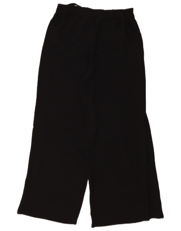 Zara Mujer Pantalones Casuales De Pierna Ancha Grande W30 L30 Poliéster Negro