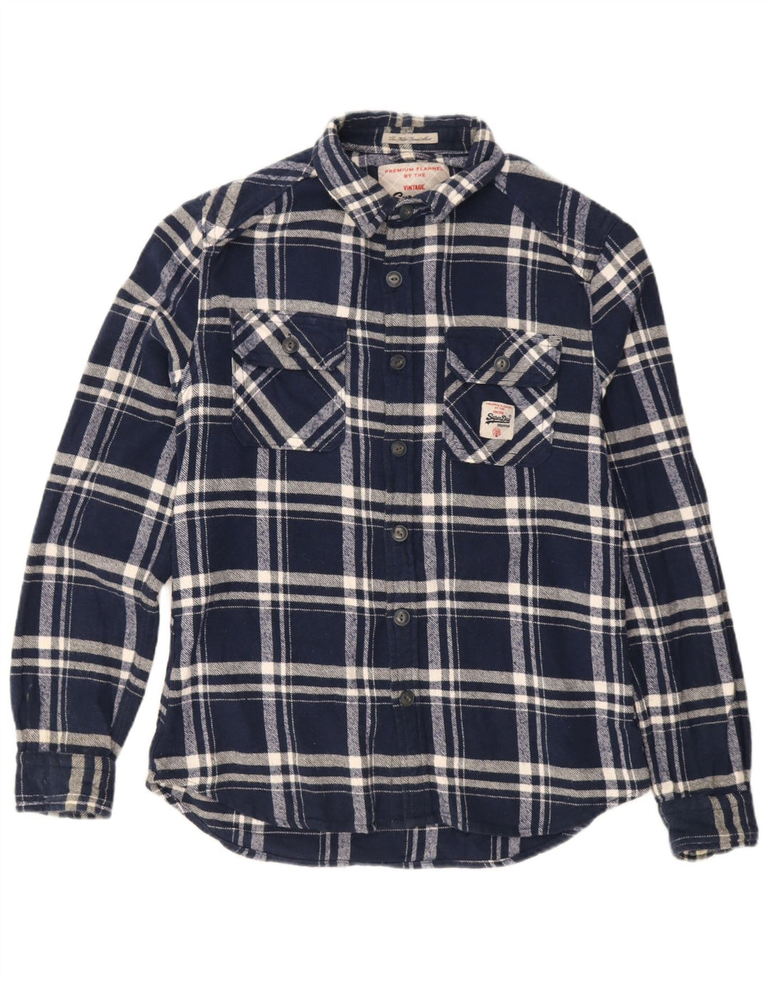 Superdry Camisa De Franela De Algodón A Cuadros Azul Marino Grande