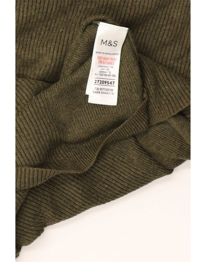 Marks & Spencer Jersey con Cuello Alto para Mujer UK 44 Viscosa Caqui Grande