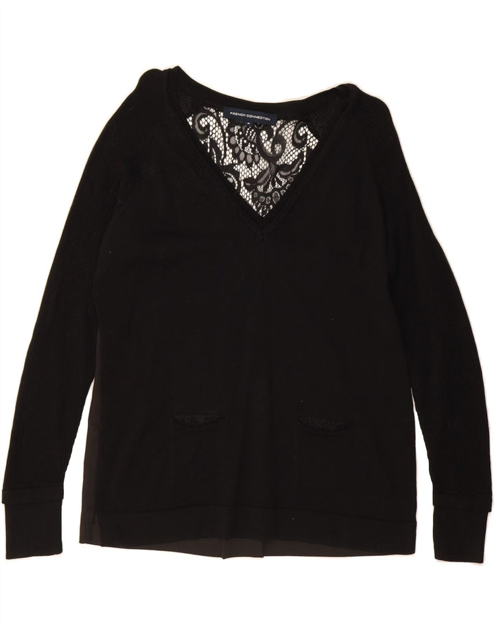 FRENCH CONNECTION Womens Long Sleeve Blouse Top UK 14 Medium Black Vintage French Connection and Second-Hand French Connection from Messina Hembry 