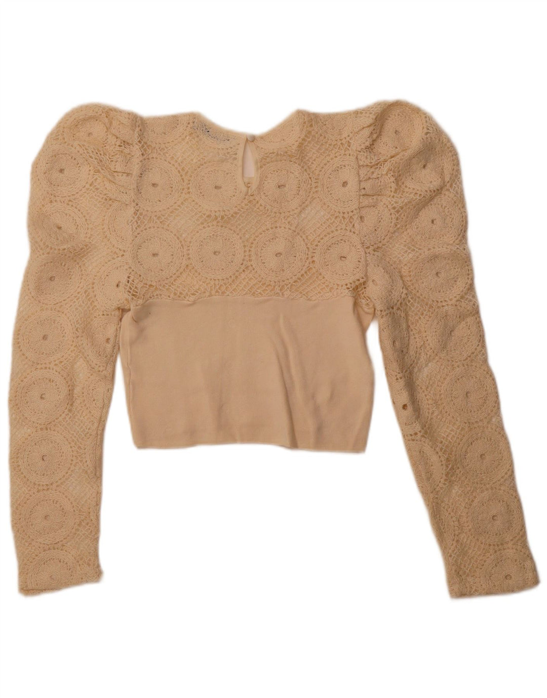 ZARA Womens Crop Long Sleeve Blouse Top UK 12 Medium Off White