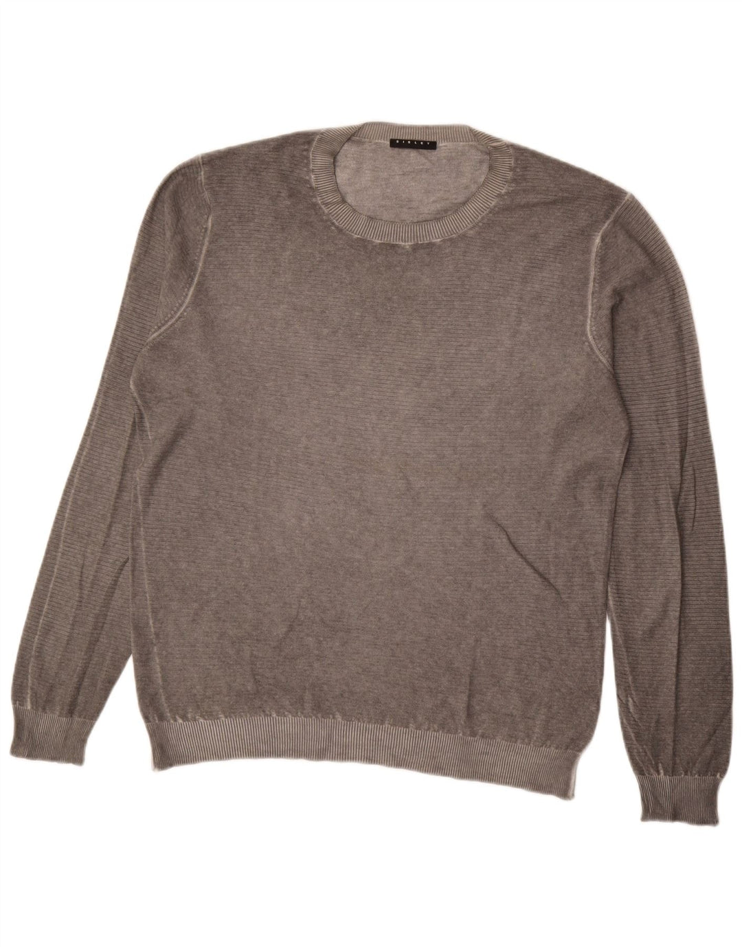 Sisley Jersey con cuello redondo para hombre, talla grande, gris