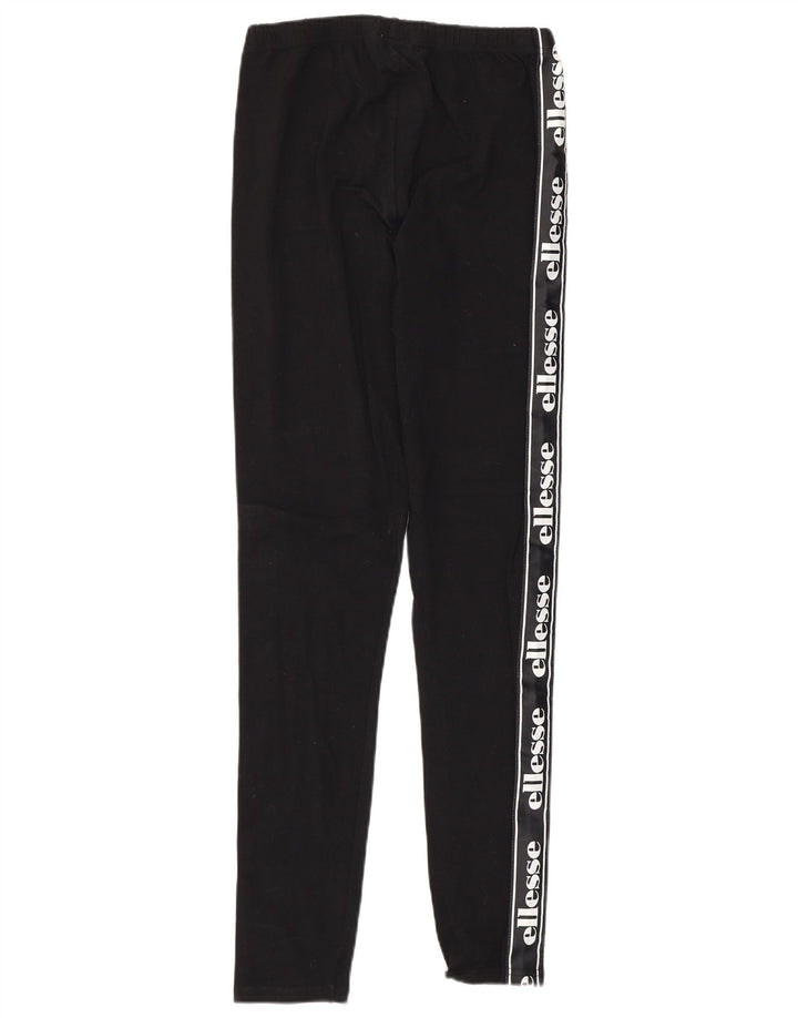 ELLESSE Womens Graphic Leggings UK 10 Small  Black Cotton