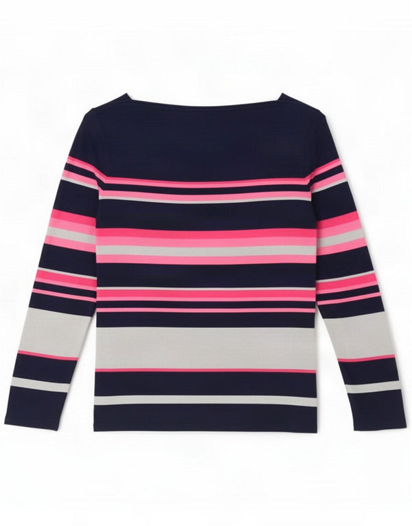 Oasis Blusa regular para mujer UK 44 Medio Viscosa a rayas azul marino