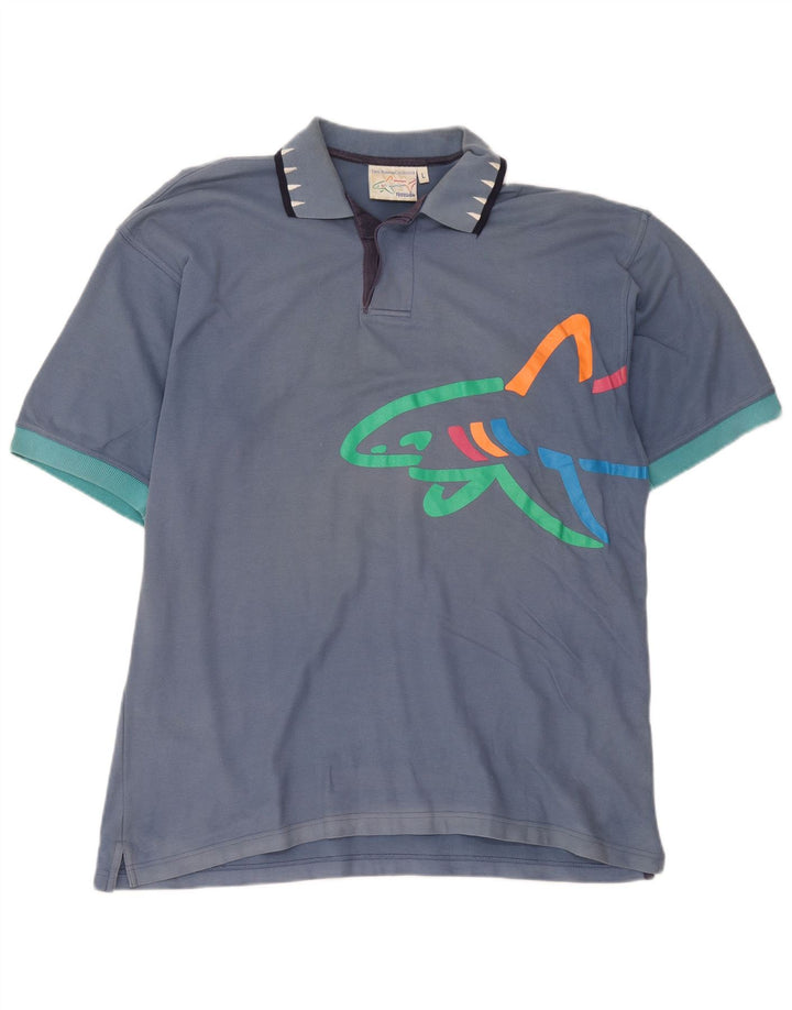 Reebok Polo gráfico para hombre de algodón azul grande