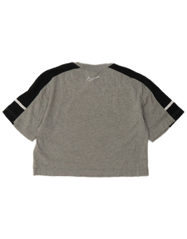 Nike Camiseta corta gráfica para mujer UK 8 Small Gris Colorblock Algodón