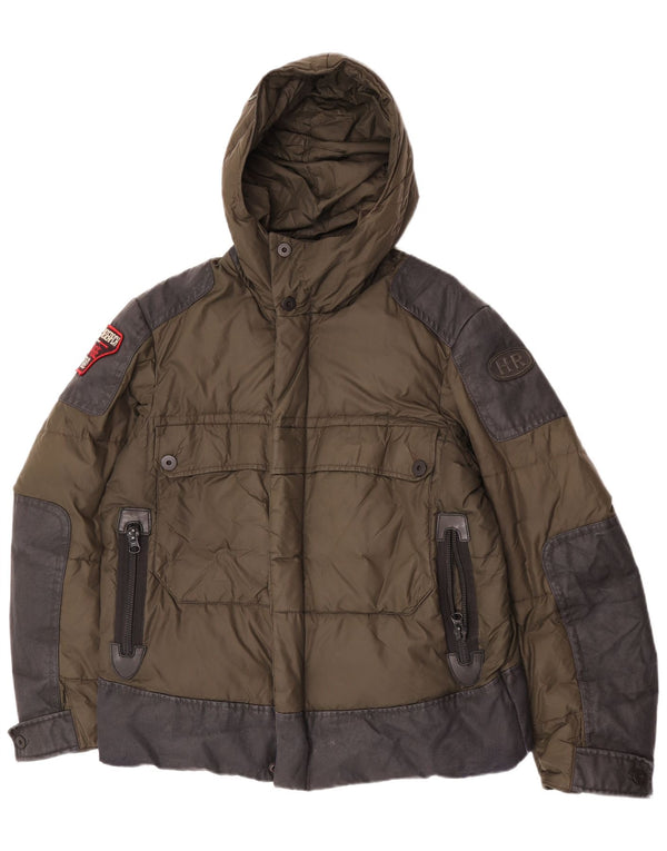 Chaqueta acolchada con capucha para hombre Historic Research UK 40 Large Khaki Colourblock